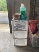 Sterilite Plastic Storage Dresser With Plastic Bins and Contents