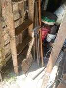 2 Ladder 4ft, Ladder 10ft, Shovel, Rake, Garden Hoe, Etc.