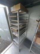 Rolling Sheet Tray Rack - 69in Tall - Located Inside Outdoor Freezer