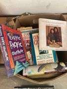 Box of Books with Novels, Cookbooks, and Outdoor Books
