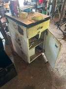 Metal Shelving Container 36in x 25in x 18in with Contents - Saw Blades, Drill Bits, Brake Pads