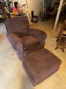 Thomasville Arm Chair w/ Matching Ottoman and Arm Covers - Chocolate Color