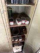 2 Connected Metal Lockers 6 ft with Jumper Cables, Spray Paint, Bolts Nuts, Etc.