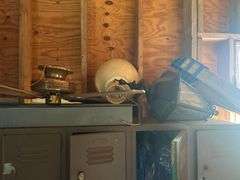Lockers, 72in x 66in x 15in and Contents - Ceiling Fan, Lights, Tarps
