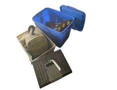 2 Ton Hoist Budgit a File Box and Some Assorted Toys