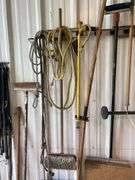 Manual Pole Saw, Push Magnet and Bungee Cords NOT INCLUDED - Contents of Wall Including Hand Tools, Brushes, and Propane Tank