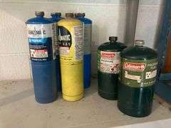 Plastic Shelving Unit Approx 75in x 30in x 13in With 8 Propane Tanks