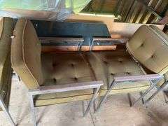 5 Clith and Chrome Kitchen Chairs, 36x24 Inch Glass and Wood Table, 2 Metal Kitchen Racks 22x9x67 Inches
