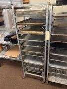 11 Tier Speed Rack with 12 Full Size Aluminum Sheet Trays and 12 1/2 Size Sheet Trays