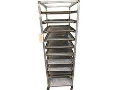 Rolling Sheet Tray Rack - 69in Tall - Located Inside Outdoor Freezer