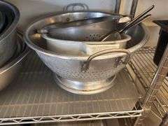 Stainless Bowls Assorted Sizes, Colanders, Tongs