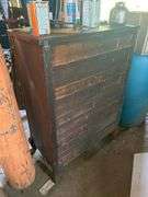 Wooden Dresser and Contents - 21in x 34in x 46in