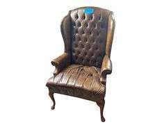 Aluminum Coat Rack 6ft. H. - Wing Back Arm Chair 41in. H. X 27in. W. - Wooden Side Table 12in. W. X 18in. H.