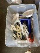 Box of Miscellaneous Electronic Pieces, Lights, and Outlets