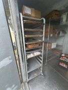Rolling Sheet Tray Rack - 69in Tall - Located Inside Outdoor Freezer