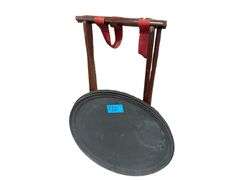 Mahogany Folding Tray Stand and 3 Server Trays