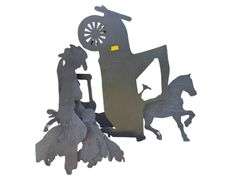 Lot of Wooden Cut Out Yard Decorations - Cowboy, Horse, Model A Car, Tractor