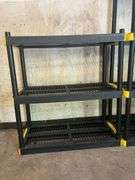 2 Plastic Shelving Units Approx 54in x 36in x 18in and 37in x 36in x 18in