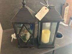 2 Large Candle Holders Wood and Plastic