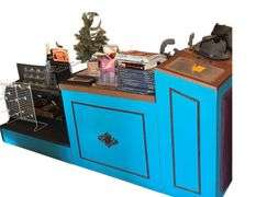 Wooden Counter/Display LShaped 8ft. L. X 8ft. L. X 21in. W. X Different Heights- Contents Not Included- Must Bring Proper Tools & Manpower For Removal