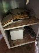 Metal Shelving Container 36in x 25in x 18in with Contents - Saw Blades, Drill Bits, Brake Pads