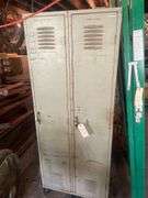 2 Connected Metal Lockers 6 ft with Jumper Cables, Spray Paint, Bolts Nuts, Etc.