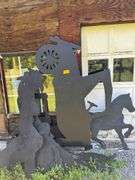 Lot of Wooden Cut Out Yard Decorations - Cowboy, Horse, Model A Car, Tractor