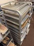 11 Tier Speed Rack with 12 Full Size Aluminum Sheet Trays and 12 1/2 Size Sheet Trays