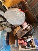 Locker Unit and Contents - Sleds, Shop Vac Parts, Swivel Stool, Etc