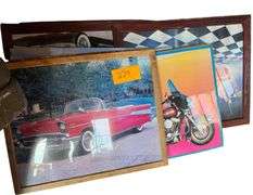 Car and Motorcycle Pictures, Some Framed