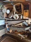 Large Lot - Tools, Hardware, Antique Bottles, Joist Hangers, Metal Shop Rack