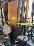 Locker Unit and Contents - Sleds, Shop Vac Parts, Swivel Stool, Etc