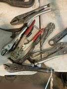 Various Sized Vice Grips, 12in Adjustable Wrench