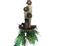 Water Fountain Dispay on Stand with Faux Plants