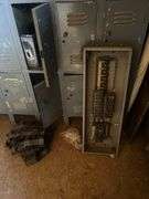 Lockers, 60in x 66in x 15in and Contents - Lights, Breaker Box, Bottles