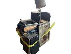 2 Kitchen Stools a Chair, 2 Speakers 14x12x36 Inches, Lamp