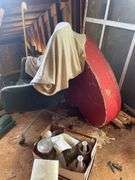 2 Office Chairs 8x3 Foot Metal Table Frame Some Various Plates, Plastic Potting Containers