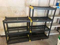 2 Plastic Shelving Units Approx 54in x 36in x 18in and 37in x 36in x 18in