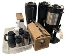 Three 1.5Gal. Bunn ThermoFresh Coffee Servers - Includes Filters and Creamers