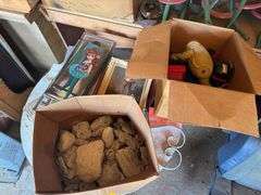 Table and Contents, Paintings, Vintage Plastic Toys, Decorative Coral and Rocks