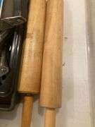 Plastic Storage Bin with Rolling Pins, Pizza Making Tools, and Funnel
