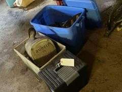 2 Ton Hoist Budgit a File Box and Some Assorted Toys