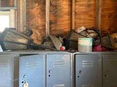 Lockers, 60in x 66in x 15in and Contents - Lights, Breaker Box, Bottles