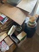 Lot of Assorted Items, Skis, Garage Door ~95in Width