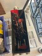 Lot of Nails, Assorted Bolts with Nuts, Chain for Chainsaw, and Miscellaneous Metal Parts