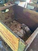 Wooden Cabinet and Crate with Contents - 12.5in x 28in x 19in
