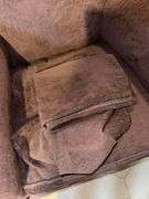 Thomasville Arm Chair w/ Matching Ottoman and Arm Covers - Chocolate Color