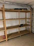 2 Wooden Storage Shelves, each 8ft x 30in x 8ft, Screwed Together, Contents NOT Included