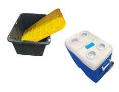 Cooler And Plastic Bin