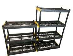 2 Plastic Shelving Units Approx 54in x 36in x 18in and 37in x 36in x 18in